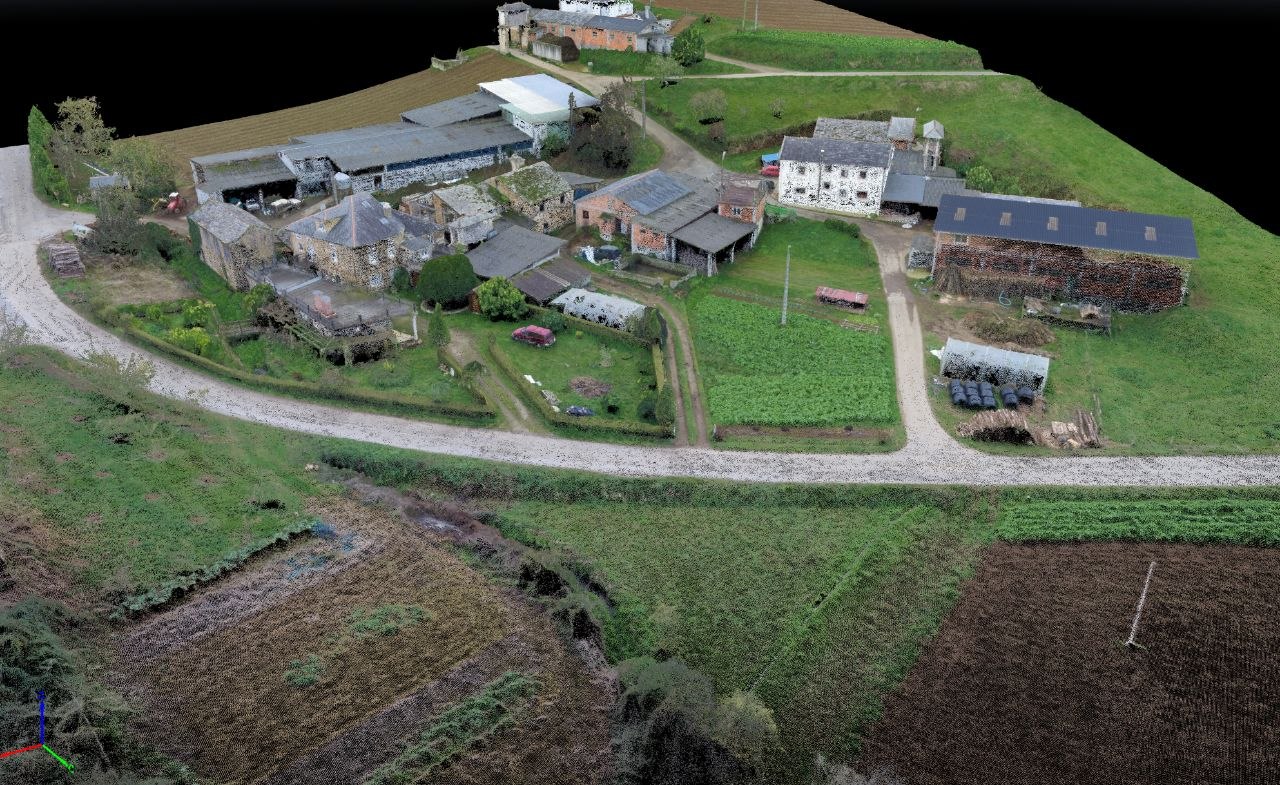 Drone photogrammetry 3D model — rural site from alternate angle