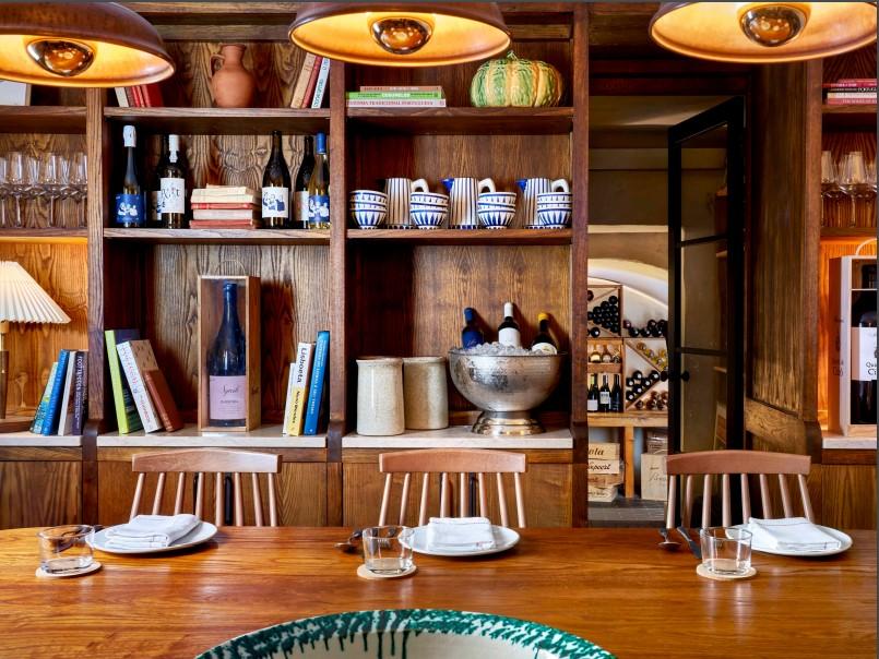 Dining area with wine storage