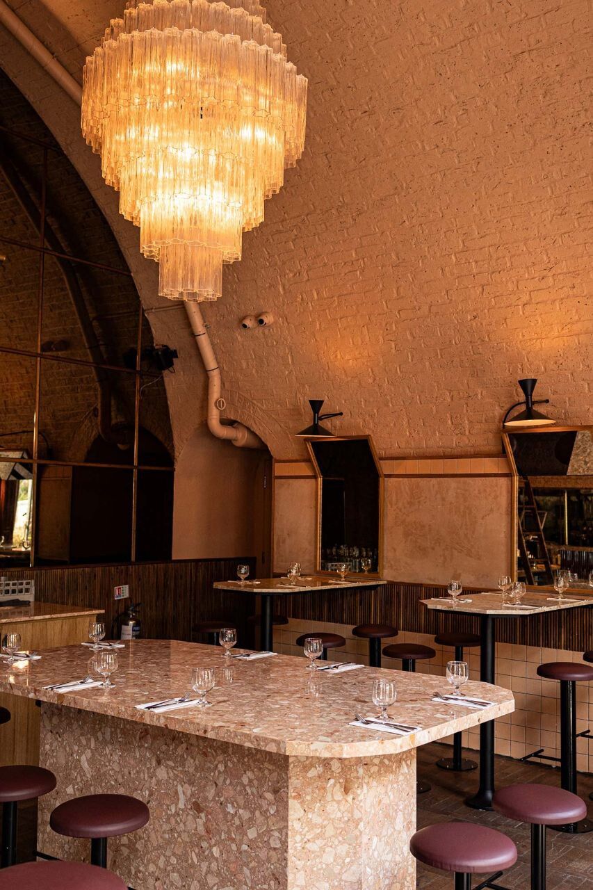 Little Kudu dining area with chandelier