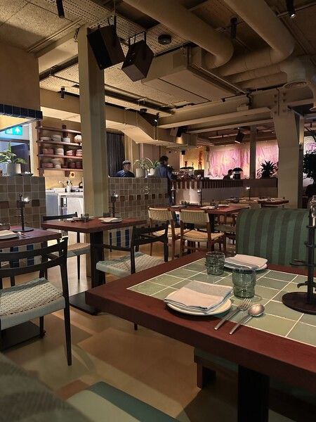 Fonda dining floor with custom tables