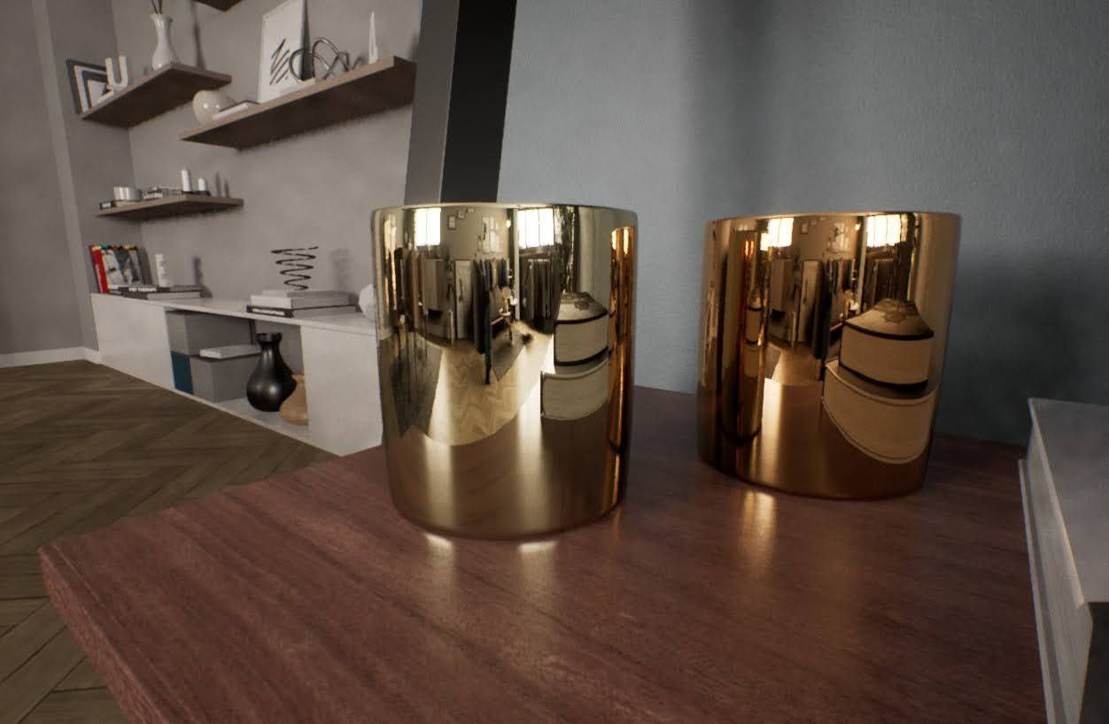 Reflective metal material render — surface detail and light interaction