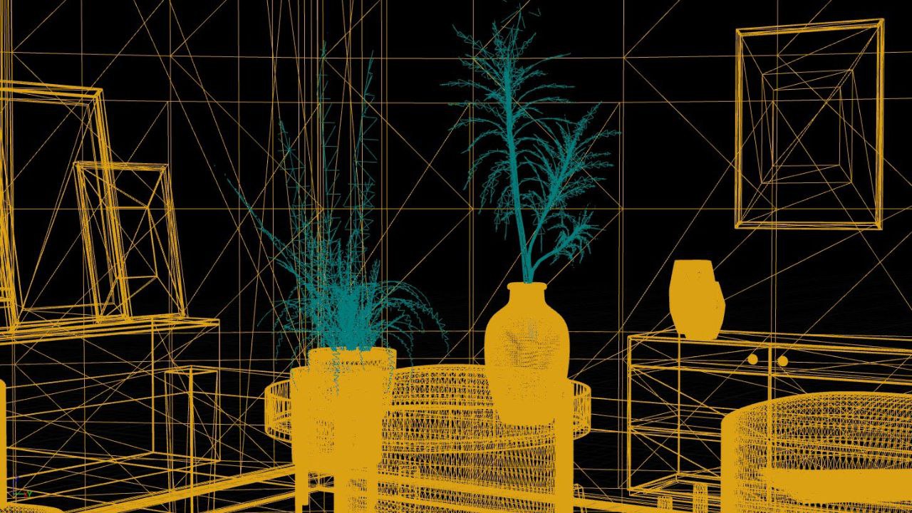 Wireframe 3D model — structural geometry view